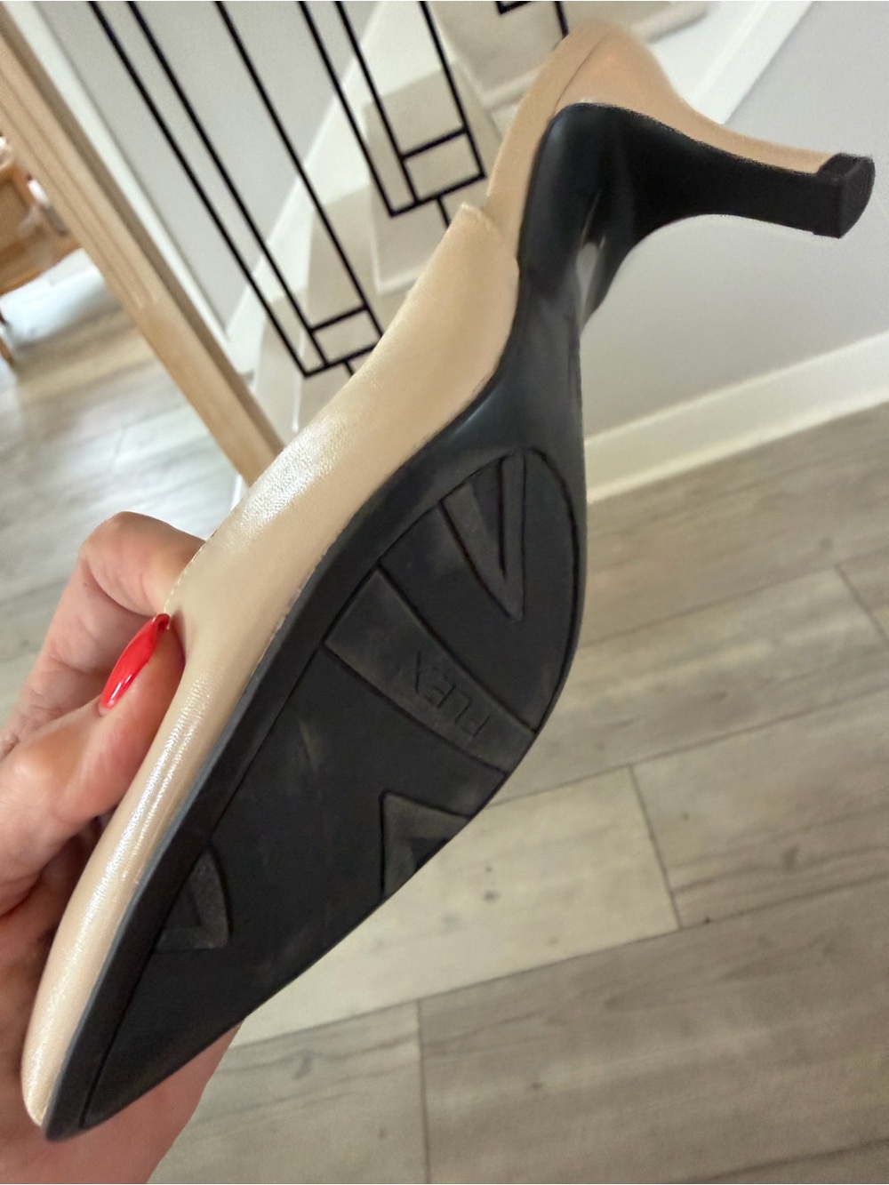 Life Stride Beige Patent Leather Pointed-Toe Pumps
